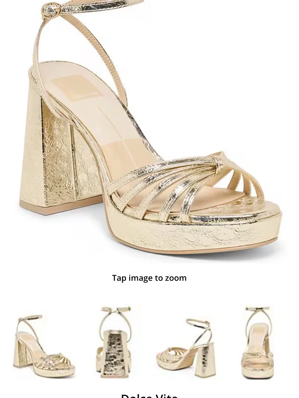 Dolce Vita Metallic Gold Platform Block Heel Sandals - size 6 - only worn once